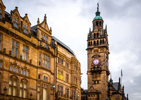 View of Sheffield City Council and Sheffield town hall in autumn, England, UKの写真素材