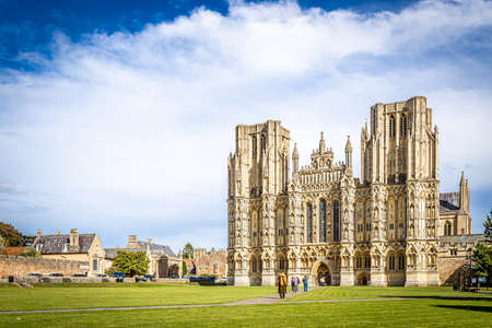 View of Wells Cathedral is in Wells, Somerset, England, UKの写真素材