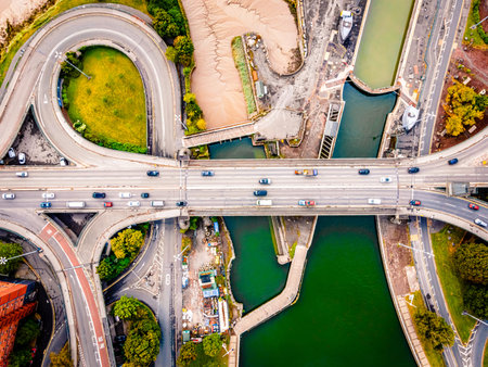 Aerial panorama of the city of Bristol, UK