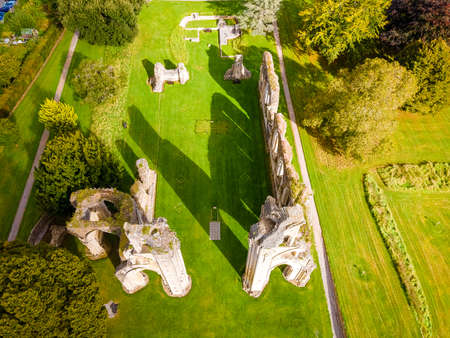 Remains of Glastonbury Abbey with links to King Arthur and Guinevere, UKの写真素材