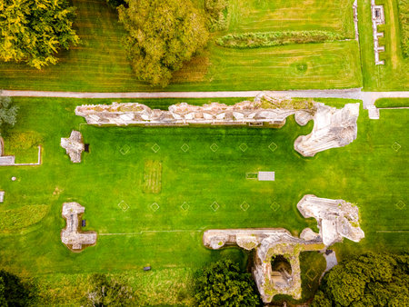 Remains of Glastonbury Abbey with links to King Arthur and Guinevere, UKの写真素材