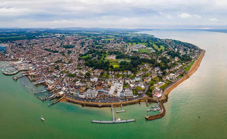 Aerial panorama of Cowes at isle of WIght, UKの写真素材