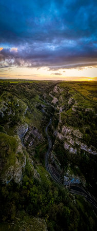 View of limestone Cheddar Gorge in the Mendip Hills, near the village of Cheddar, Somerset, England