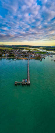 Aerial panoramic view of Yarmouth on the isle of Wight, UKの写真素材