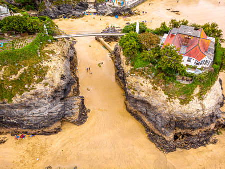 Aerial view of Newquay in Cornwall, UKの写真素材