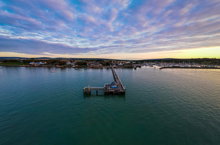 Aerial panoramic view of Yarmouth on the isle of Wight, UK