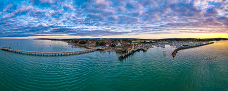 Aerial panoramic view of Yarmouth on the isle of Wight, UKの写真素材