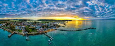 Aerial panoramic view of Yarmouth on the isle of Wight, UKの写真素材