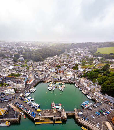 Aerial view of Padstow in Cornwall, UKの写真素材