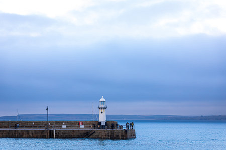 View of St Ives in the evening, Cornwall, UKの写真素材