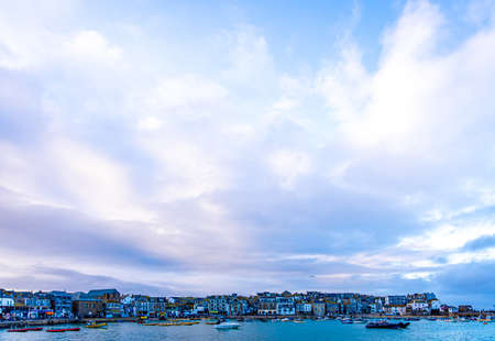View of St Ives in the evening, Cornwall, UKの写真素材