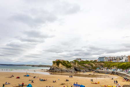 View of seaside in Newquay in Cornwall, UKの写真素材