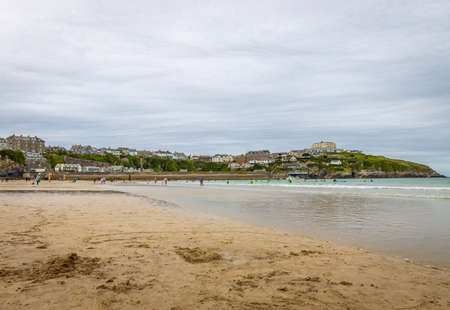 View of seaside in Newquay in Cornwall, UKの写真素材