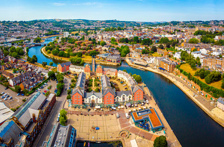 Aerial view of Exeter in summer day, UKの写真素材