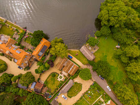 Aerial view of the river Thames near Shillingford, UKの写真素材