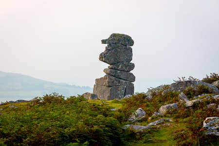 Sunset view of Dartmoor National Park, a vast moorland in the county of Devon, in southwest England, UKの写真素材