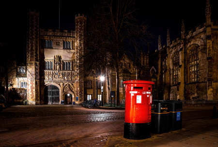 A night view of Cambridge, a city on the River Cam in eastern England, home to the prestigious University of Cambridge, UKの写真素材