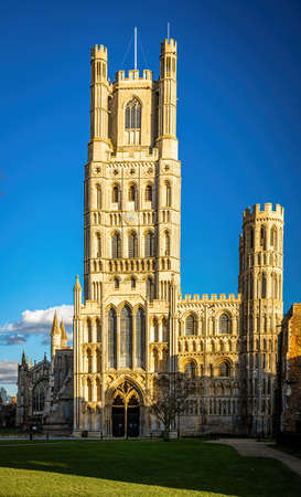 The sunset view of cathedral of Ely, a city in Cambridgeshire, England, UKの写真素材
