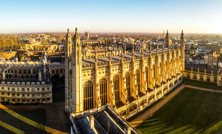 The aerial view of Kings college in Cambridge, a city on the River Cam in eastern England, UKのeditorial素材