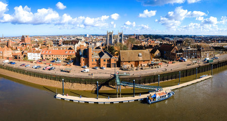 An aerial view of King's Lynn, a seaport and market town in Norfolk, England, UK