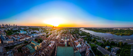 Aerial view of Old town in Warsawの写真素材