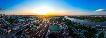 Aerial view of Old town in Warsawの写真素材