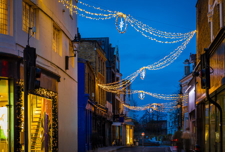 Richmond area of London decorated for Christmas, UKの写真素材