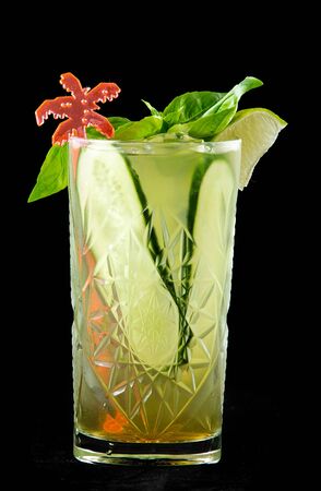 Fresh cocktail of cucumber, lime, mint.の写真素材