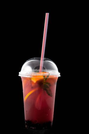 Fresh cocktail of wild berries and orange.の写真素材