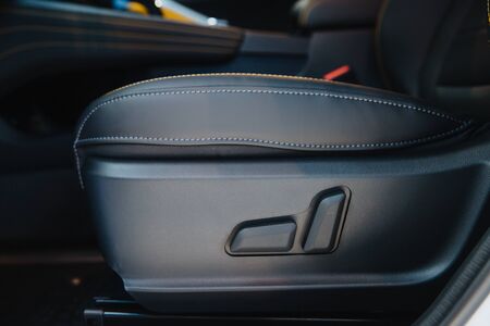 Interior of modern car. Comfortable black seats.の写真素材