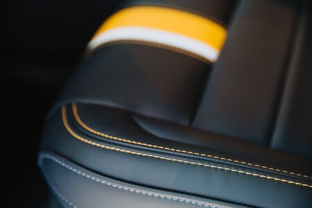 Interior of modern car. Comfortable black seats.の写真素材