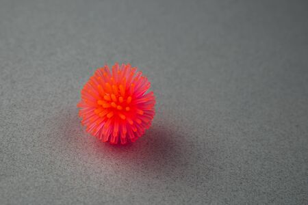 Abstract virus strain model of Coronavirus disease COVID-19 on a grey background . Copy space. Virus Pandemic Protection Conceptの写真素材