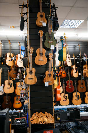 Zaporozhye/Ukraine- March 14 2020 : Ukulele for sale.のeditorial素材
