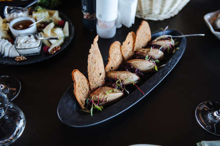 Pate with Crispy Bread, healthy snack, diet food, breakfastの写真素材