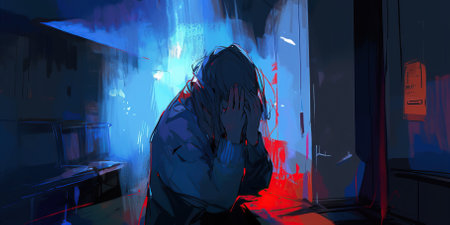 Depression and Anxiety Heavy Burden. Ai generated.の素材