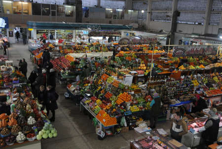 The covered part of the Vladimir market in Kiev, January 22, 2019のeditorial素材