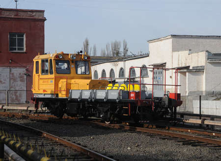 Technical transport for repair work in metro tunnels and railways, in Kiev, March 16, 2020のeditorial素材