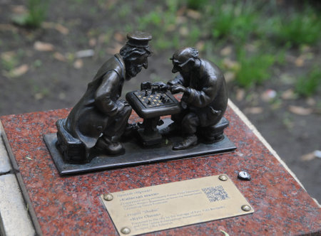 Mini-sculpture `Kiev Chess`, in the Shevchenko Park, in Kiev, May 26, 2020のeditorial素材