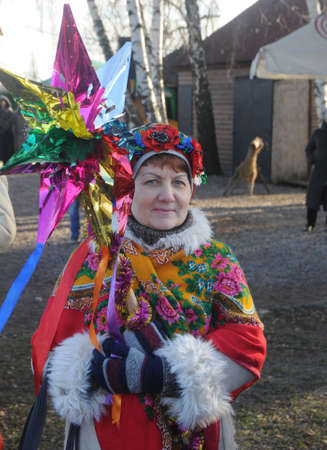 Member of the ethnographic entertainment program âMeeting with St. Nicholas âat the National Museum of Folk Architecture and Life of Ukraine in Pirogovo, January 12, 2020のeditorial素材