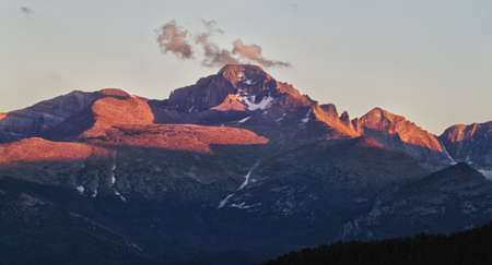 Longs Peak of the Rocky Mountains in summer, Coloradoの写真素材