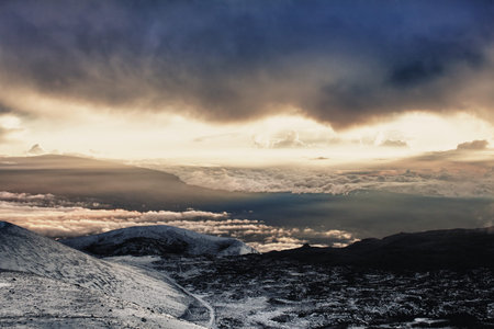 sunset at the summit of Mauna Kea in Hawaii