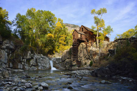 Abandoned Crystal Dead Horse Mill in Colorado during fallの写真素材