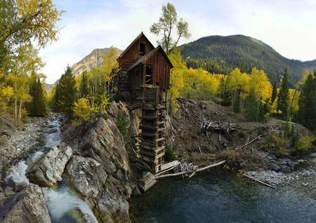 Abandoned Crystal Dead Horse Mill in Colorado during fallの写真素材