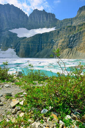 Grinnell glacier in Many Glaciers, Glacier National Park, Montana in summerの写真素材