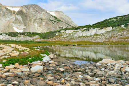 alpine landscape in the Medicine Bow Mountains of Wyoming in summerの写真素材