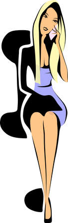 Business woman talking on the phone,  vector illustrationのイラスト素材