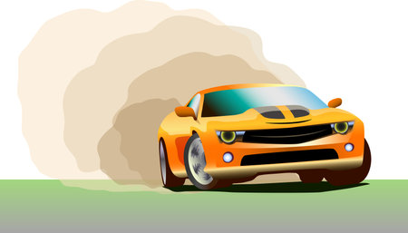 racing sport car drift, bern-out, vector illustrationのイラスト素材