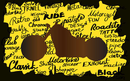 Custom vintage black motorcycle on a newspaper background. Vector illustrationのイラスト素材