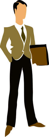 Young business man standing with hand in the pocket keeps briefcaseのイラスト素材