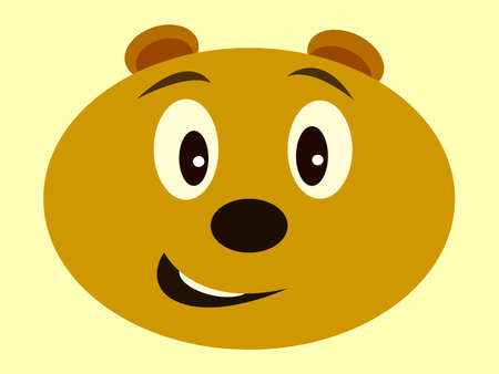 Cartoon Bear, fun smiling animal icon, vector illustrationのイラスト素材